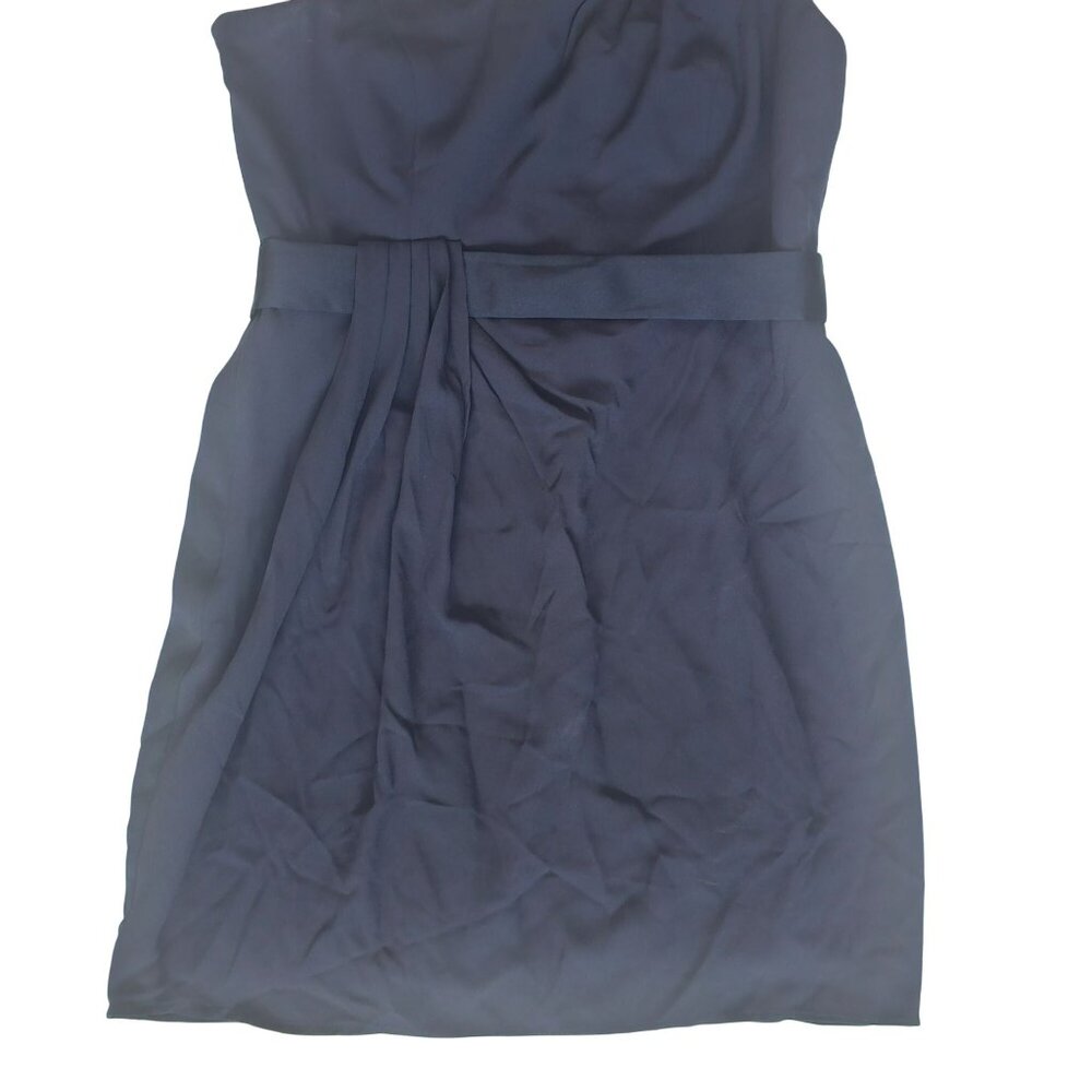 WHITE by Vera Wang Midnight Pleated Waist Tie One Shoulder Cocktail Dress Sz 12 - Picture 5 of 16